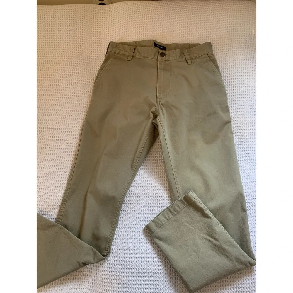 RVCA Chino Pants Mens 29 Khaki Week-End Stretch Flat Front